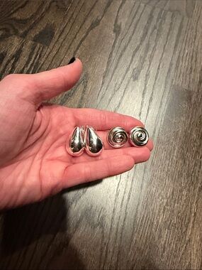 Set of Two Pairs of Silver Earrings